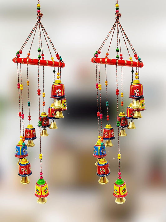 JH Gallery Handcrafted Rajasthani Door & Wall Hanging Home Décor, (Pack of 2, Multi-Colour)