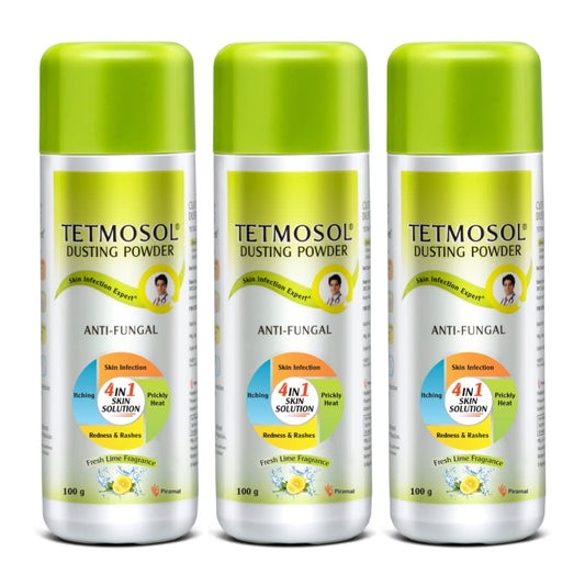 Tetmosol Anti-Fungal Dusting Powder, Prickly Heat, Itching - Pack of 3 (3x100 gm)