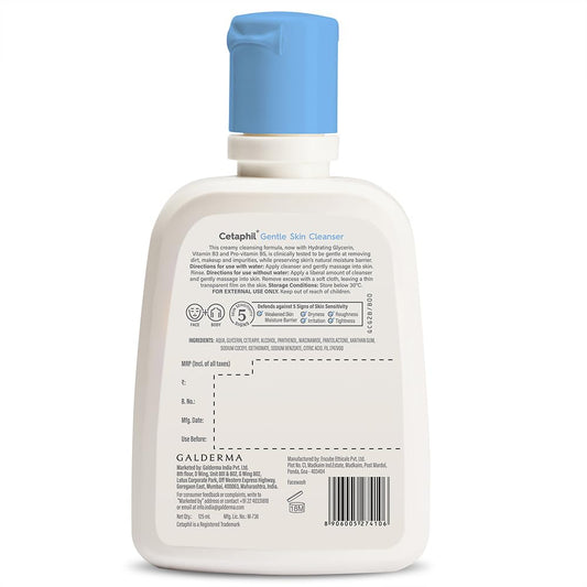 Cetaphil Gentle Skin Hydrating Face Wash Cleanser, Dry to Normal, Sensitive Skin - 125 ml