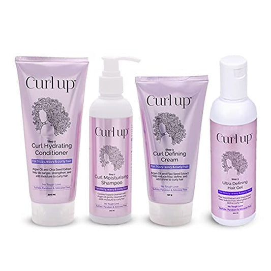 Curl Up Ultra Defining Bundle with Shampoo, Conditioner, Cream & Hair Gel, (Combo of 4)