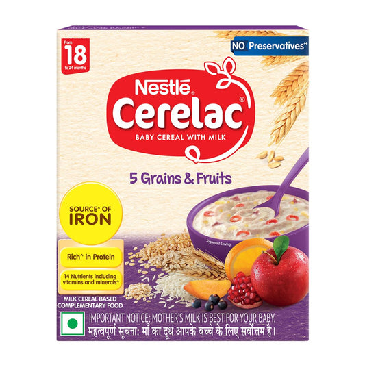 Nestle Cerelac Baby Food Cereal, 5 Grains & Fruits for 18 to 24 Months Baby, 300 gm