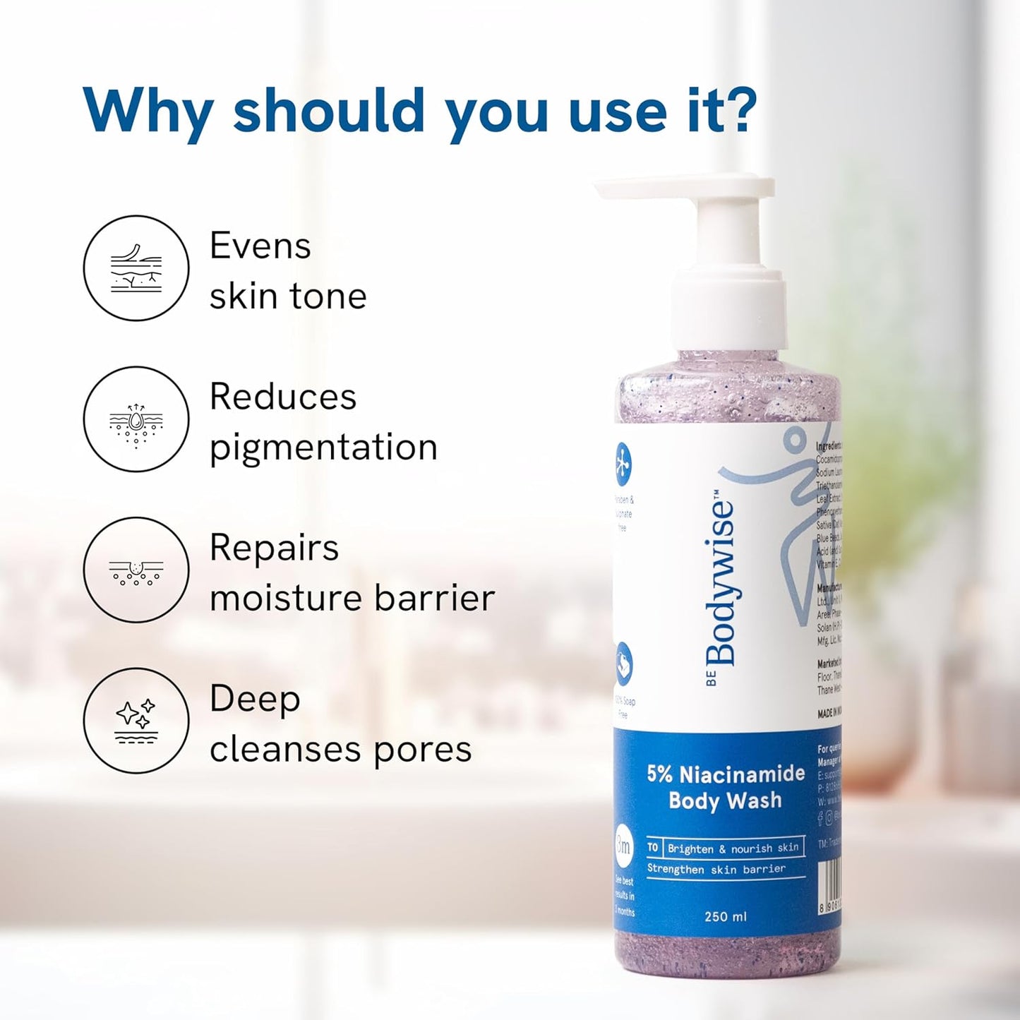 Be Bodywise 5% Niacinamide Body Wash,250 ml