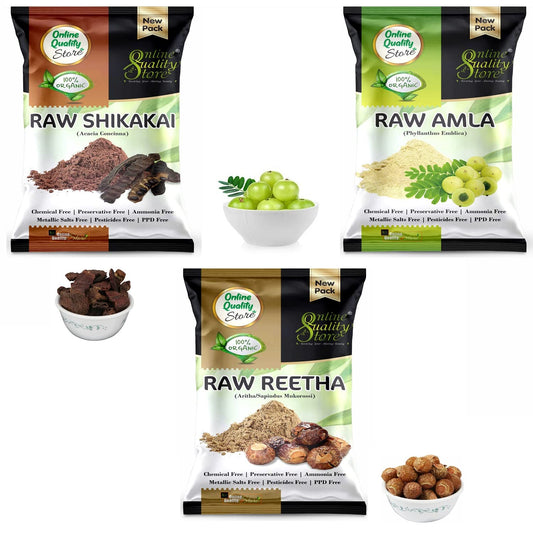 Online Quality Store reetha amla shikakai combo raw form |raw reetha for hair |Aritha|Reetha|Ritha|Soapnuts (Sapindus Mukorossi) |Indian Gooseberry |dried Shikakai, Acacia Concinna|hair pack,300g