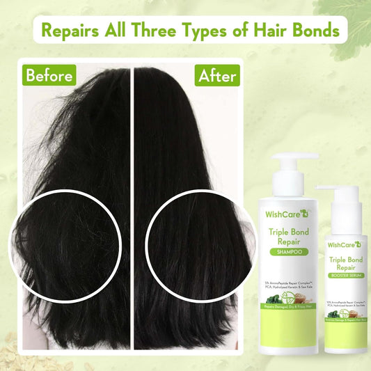 WishCare Triple Bond Repair Shampoo for Dry & Frizzy Hair, 5% AminoPeptide Complex, 250 ml