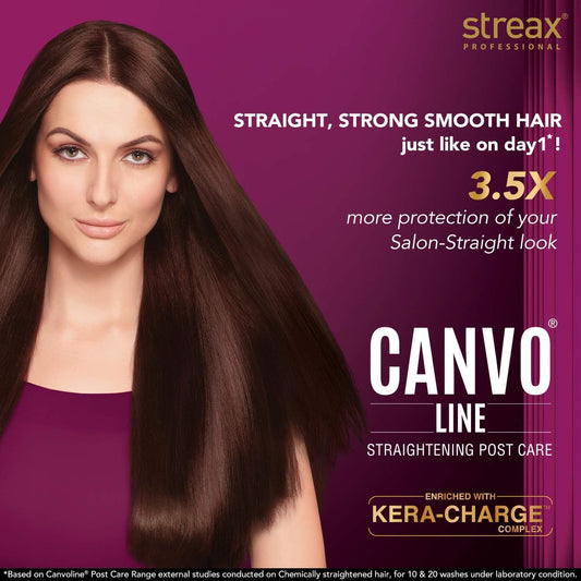 Streax Professional Canvoline Straightening Post Care Shampoo for Women , 250 ml