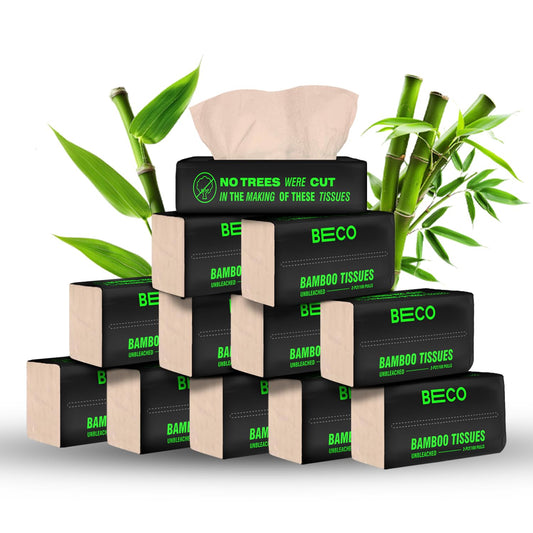 Beco Bamboo Facial Tissue Paper Box-Soft Pack | 100 pulls x 12 packs