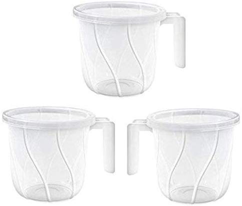 Milton Plastic Transparent Mug/Bath Mug 1 L White Color Set of - 3