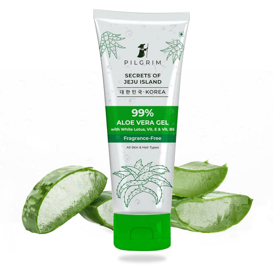 Pilgrim Korean 99% Pure Aloe Vera Gel with Vitamin E & Vitamin B5 for Face & Hair, 200 ml