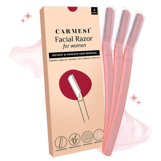 Carmesi Reusable Face Razor for Women Facial Hair- 3 Razors | Instant & Painless Hair Removal
