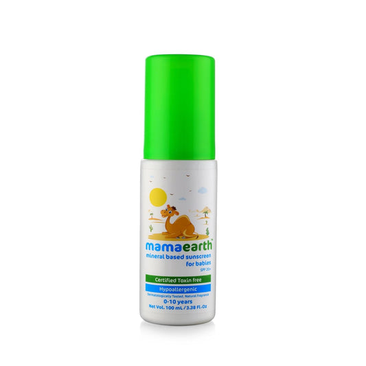 Mamaearth Mineral Based Sunscreen For Babies, 100 ml | Infused With Aloe Vera, Shea & Cocoa Butter | Spf 20+