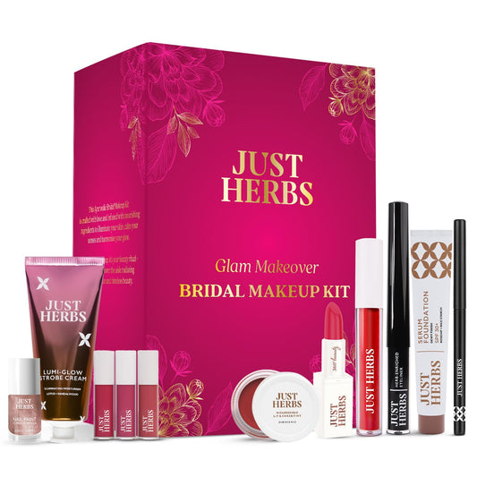 Just Herbs Wedding Kit Glam Essentials With Matte Lipstick (Pack Of 9)