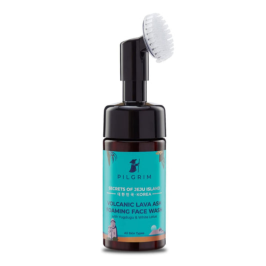 Pilgrim Korean Volcanic Lava Ash Foaming Face Wash with Built In Brush for Deep Cleansing , 120 ml