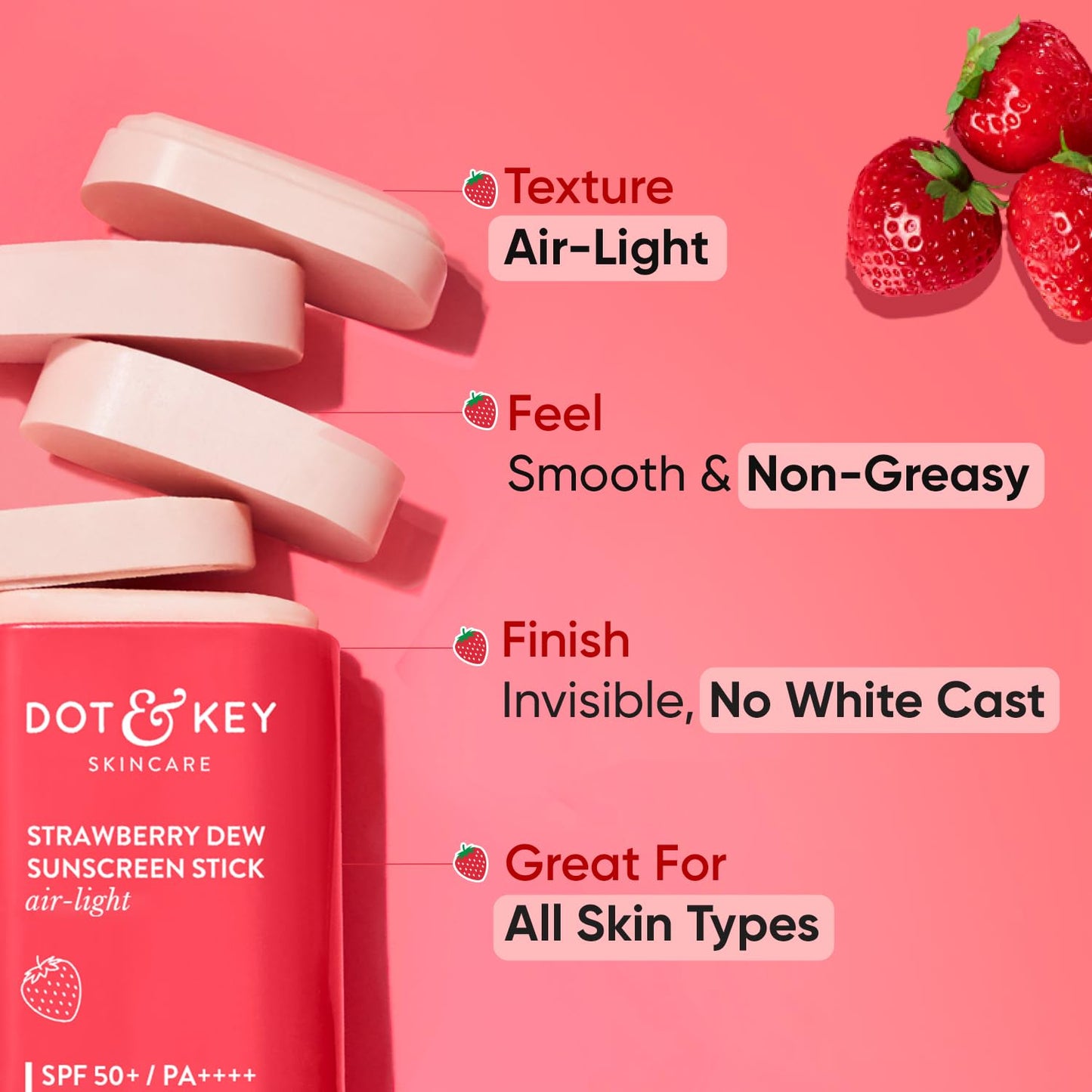 Dot & Key Strawberry Dew Spf 50 Sunscreen Stick On-The-Go Spf 50 Pa+++,20 gm