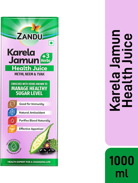 Zandu Karela Jamun Juice , With 3 Added Herbs Methi , Neem & Tvak, 1000 ml