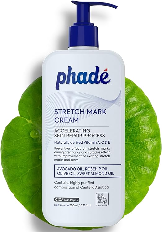 Phade Stretch Mark Cream with CICA for Pregnancy, Scars, Uneven Skin Tone, Ageing - 200 ml