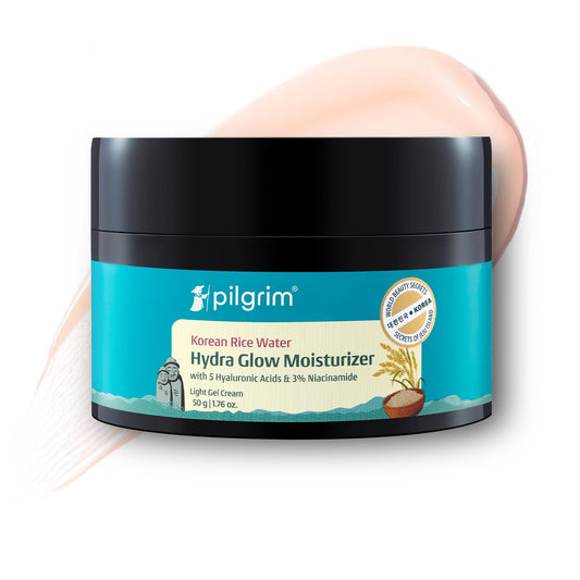 Pilgrim Korean Rice Water Hydra Glow Moisturizer, 50 gm, 5 Hyaluronic Acids, 3% Niacinamide, 5 Ceramides