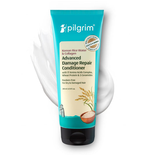 Pilgrim Korean Rice Water & Collagen Advanced Damage Repair Conditioner - 200 ml | With 17 Amino Acids, Wheat Protein & Ceramides