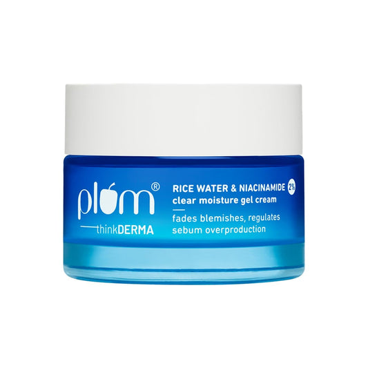 Plum 2% Niacinamide & Rice Water Superlight Gel Cream Moisturizer for Face | Oil-Free Hydration | Brightens, Fades Blemishes | Dermat-Tested | All Skin Types
