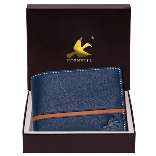 Hornbull Denial Navy Leather Wallet for Men | Leather Mens Wallet with RFID Blocking