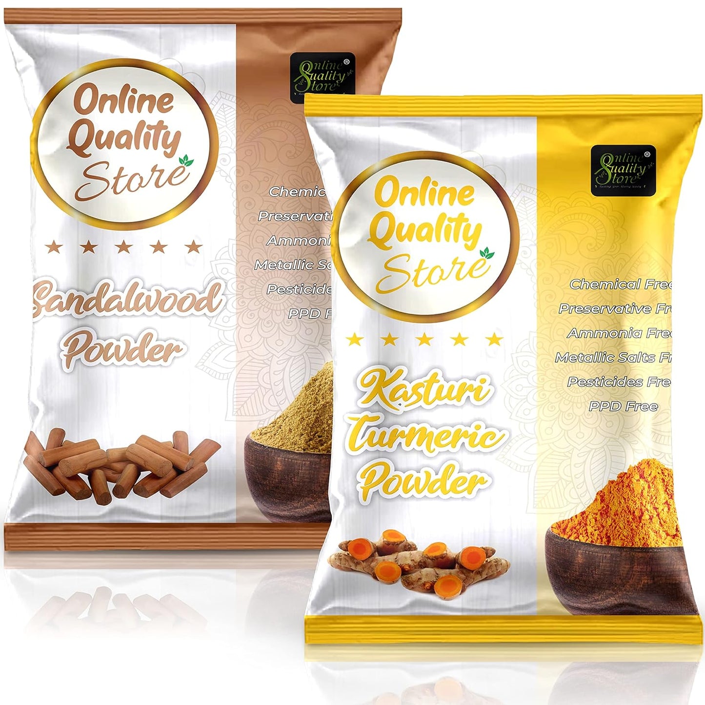 Online Quality Store Kasturi Turmeric Powder for Face + Pure natural Sandalwood Powder |kasturi haldi powder,wild turmeric powder,kasturi manjal |chandan powder for face,skin(Pack of 2 ,100g each ,Total 200g Pack)