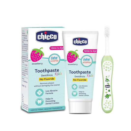 Chicco Toothpaste Strawberry + Brush Green 6-36 Month