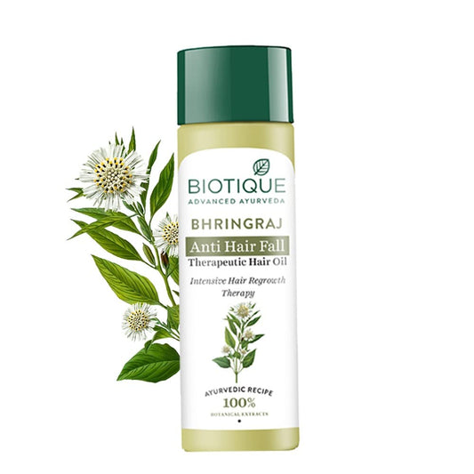 Biotique Bio Bhringraj Therapeutic Hair Oil for Falling Hair | Intensive Hair Regrowth Treatment | Nourishing Hair Follicles| Strong and Shiny Hair| For All Skin Types| 200m
