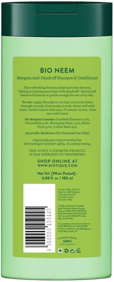 Biotique Bio Neem Margosa Anti Dandruff Shampoo And Conditioner, 180 ml