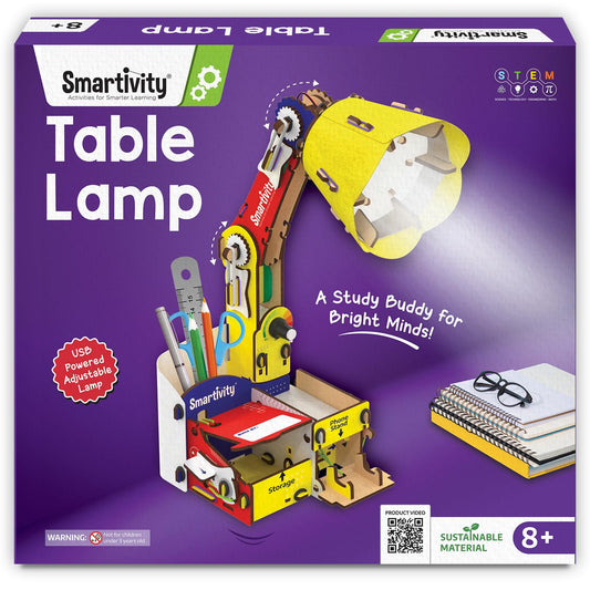 Smartivity DIY Adjustable Table Lamp for Kids Ages 8-14 | USB-C Powered Lamp with Phone Stand & Organizer