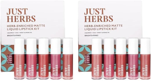 Just Herbs Ayurvedic Liquid Matte Lipstick Kit Set Of 5, Brights & Pinks, 5 ml (Pack of 2)