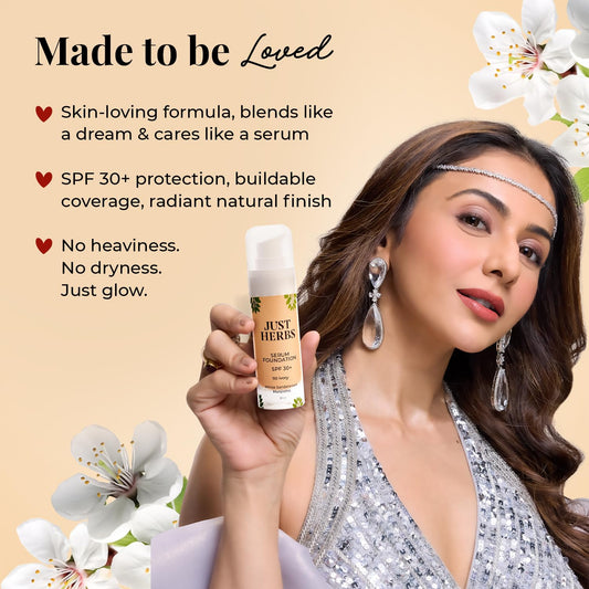 Just Herbs Serum Foundation SPF 30+, 30 ml, IVORY