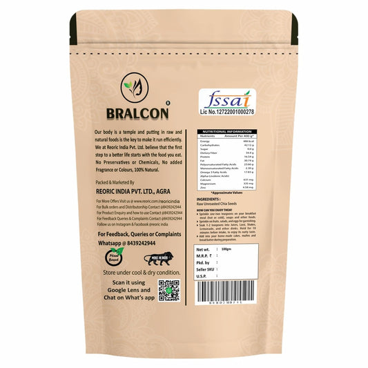 Bralcon Raw Seeds Combo Pack - 400 gm | (Flax Seeds- 200 gm, Chia Seeds-100 gm, Pumpkin Seeds- 100 gm)
