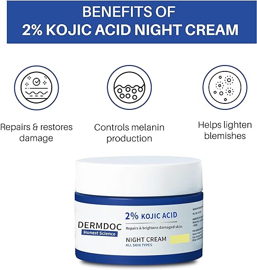 DermDoc Damage Recovery Night Cream With 2% Kojic Acid, 50 gm