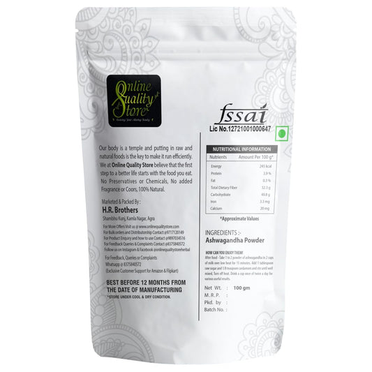 Online Quality Store Natural Ashwagandha Powder - 100 gm