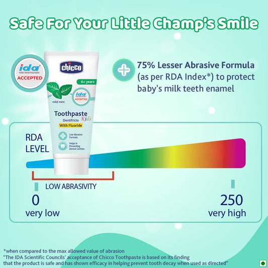 Chicco Toothpaste for Kids (6+ years), Mild Mint , 70 gm