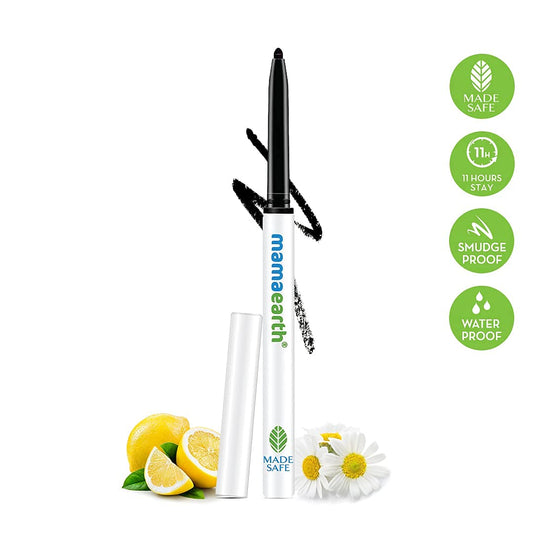 Mamaearth Long Stay Kajal Pencil Black Retractable Waterproof, With Vitamin C & Chamomile