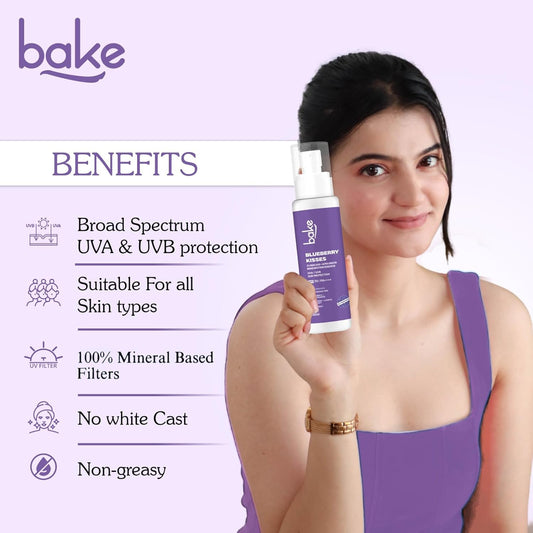 Bake 100% Mineral Water Resistant Sunscreen SPF 70 PA+++ with 2% Kojic Acid, Alpha Arbutin & Niacinamide, 100 gm