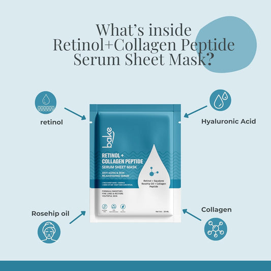 Bake 1% Retinol + Collagen Peptide Sheet Mask, 20 gm