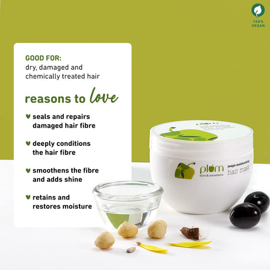 Plum Olive & Macadamia Mega Moisturizing Hair Mask, 250 ml