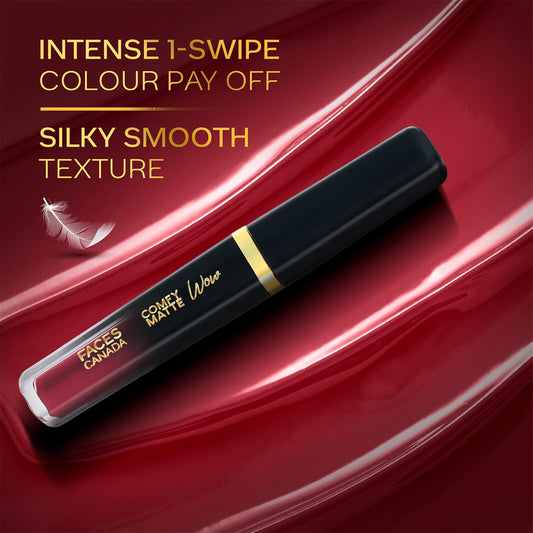 FACESCANADA Comfy Matte Wow Liquid Lipstick Maroon Maven 05 3.8ml | One Swipe Application | Highly Pigmented
