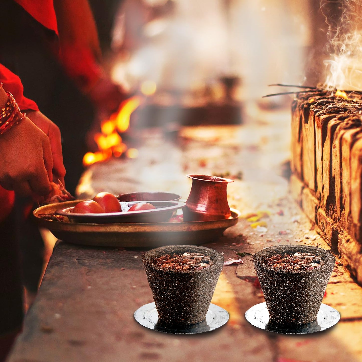 Gavyamart Organic Cow Dung Havan Sambrani Cups | 15 Cups for Home Dhoop Cup