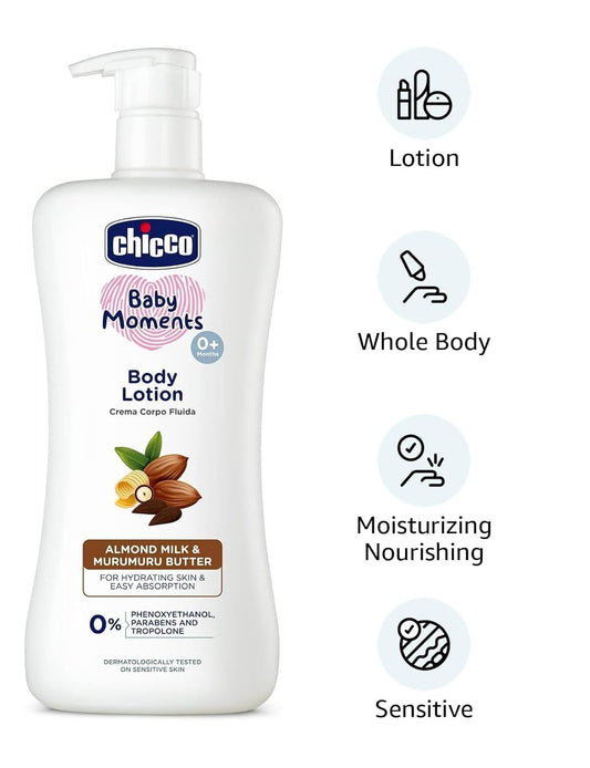 Chicco Baby Moments Body Lotion for Babies, Almond Milk & Murumuru Butter, 500 ml