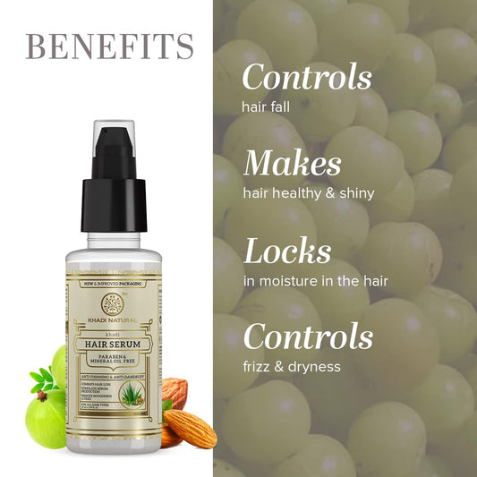 Khadi Natural Hair Serum For Soft, Shiny & Frizz-Free Hair, Anti-Thinning & Anti-Dandruff Serum, 50 ml
