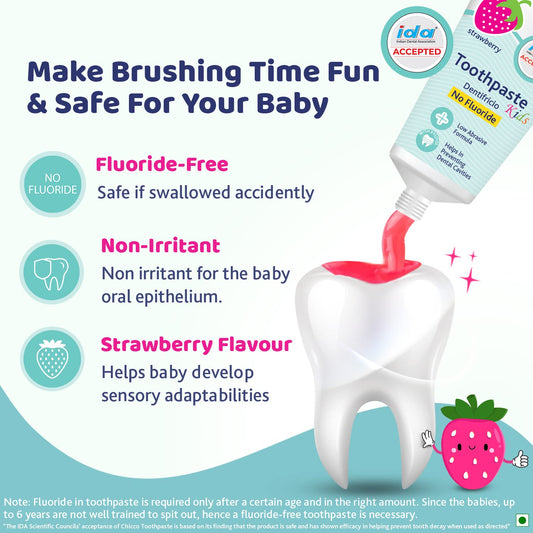 Chicco Toothpaste Strawberry + Brush Green 6-36 Month