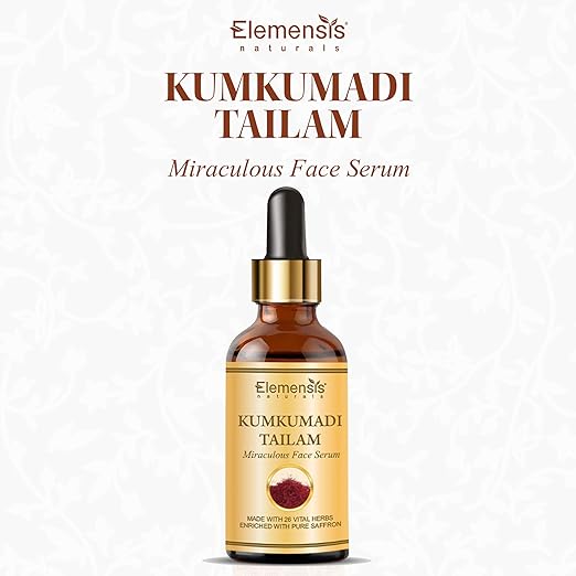 Elemensis Naturals Kumkumadi Tailam For Face Whitening & Brightening, Anti Aging Kumkumadi Oil Serum, 20ml