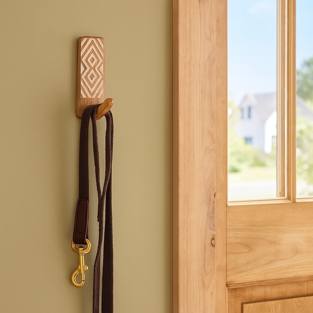 Indian-Shelf 3 Hook, 6 Strip No Damage Wood Wall Hooks- Adhesive Wall Hooks