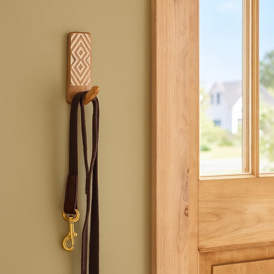 Indian-Shelf 3 Hook, 6 Strip No Damage Wood Wall Hooks- Adhesive Wall Hooks