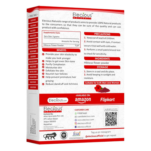 Elecious Hibiscus powder for hair growth, face and skin, 200 gm