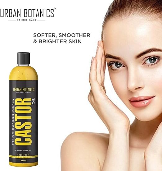 Urban botanics Cold Pressed Castor Oil For Hair Growth, Skin Care, Moisturising Dry Skin, Nails, Eyelash - Virgin Grade - Organic - 200ml