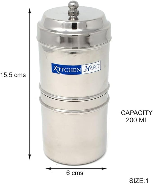 Kitchen Mart Stainless Steel South Indian Filter Coffee Drip Maker ( 2 Cup), 200ml