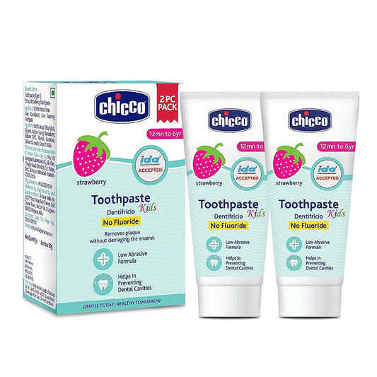 Chicco Toothpaste for Kids (1y-6y), Strawberry Flavour, 50gm (Pack of 2)